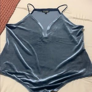 Express velvet soft blue bodysuit